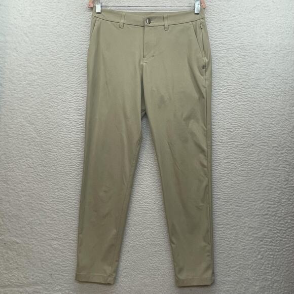 Lululemon Pants Mens 30 Tan ABC Slim Fit Trouser Warpstreme Golf Performance - Picture 1 of 11